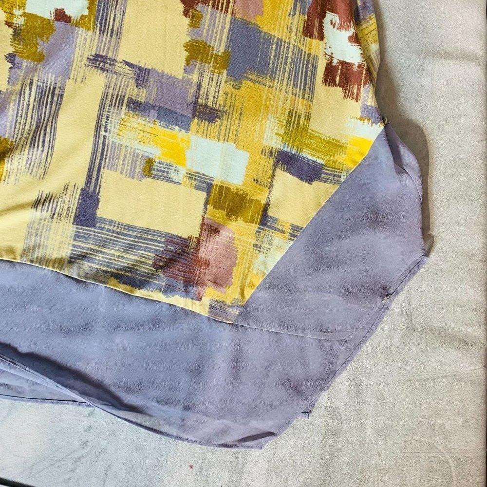 LOGO Laurie Goldstein Maxi Asymmetric Dress With Pockets Yellow & Purple M - Picture 9 of 13